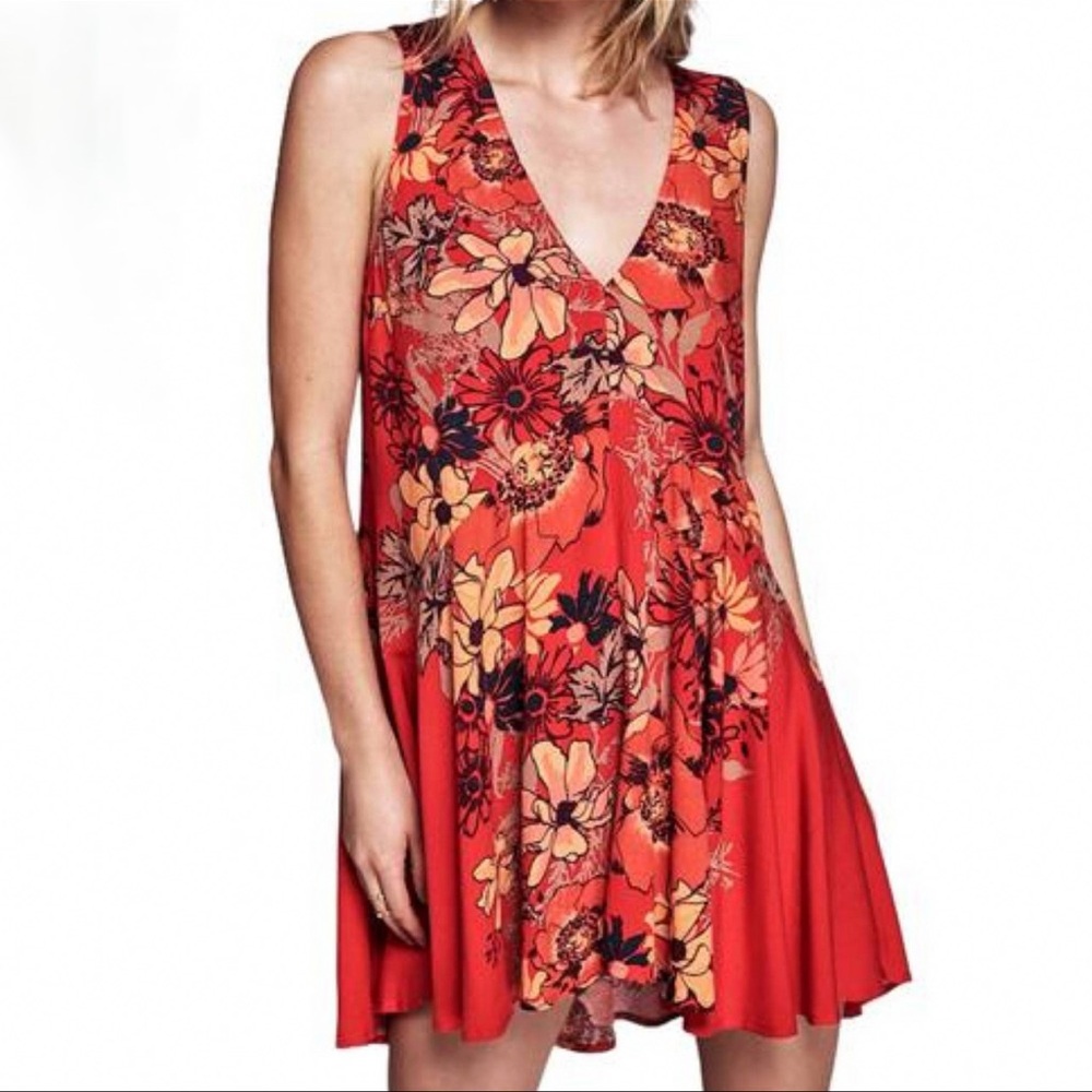 Free People backyard floral party mini dress women’s size small sleeveless tank